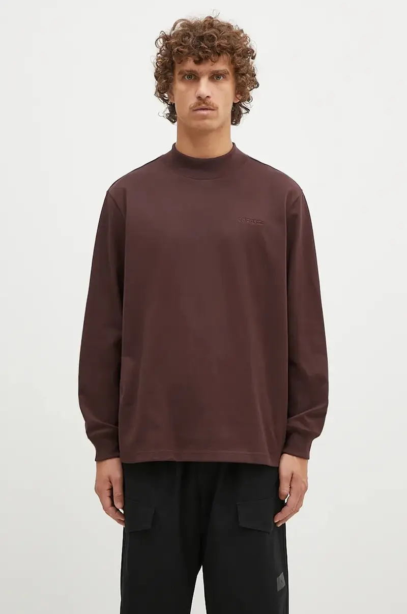 adidas Originals top a maniche lunghe in cotone Longsleeve Mock Neck colore granata IW3258