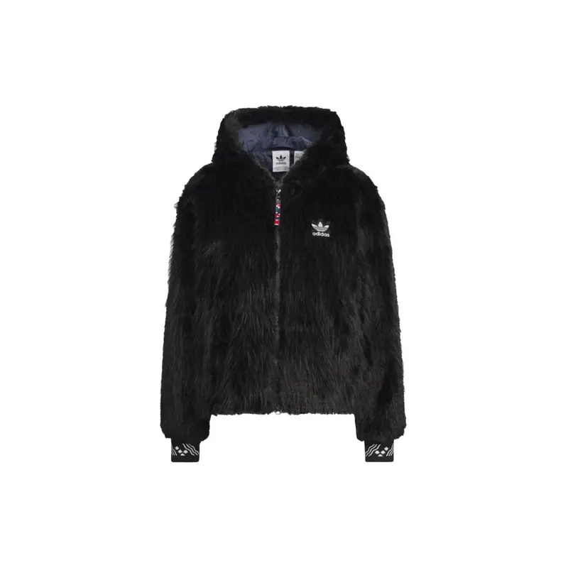 Adidas Originals X Feifei Ruan Collaborazione FW23 Giacca in Pile con Cappuccio e Logo Monocolore Donna giacche Nero IX4226