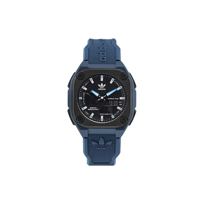 Adidas Orologio Originals Serie Street Movimento al Quarzo Cinturino in Resina Quadrante Nero Orologi da Uomo AOST225452I Blue Strap
