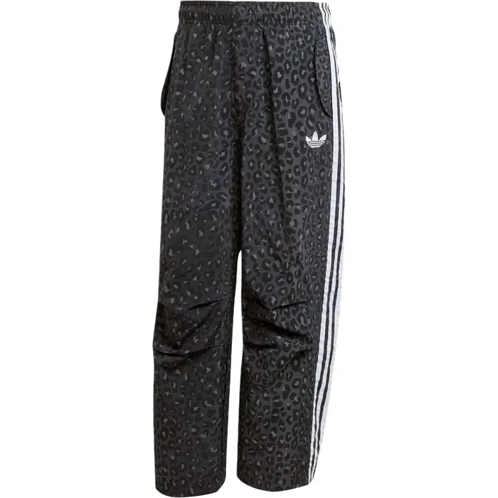 Pantaloni Tuta Adidas Originals Parachute SS25 Leo Stampa Leopardo Retro Larghi Pantaloni Sportivi Uomo Fondo JV7564 XS
