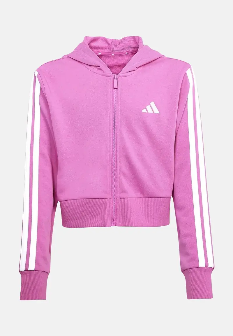 adidas performance Felpa con zip Essentials 3-Stripes French Terry fucsia da bambina