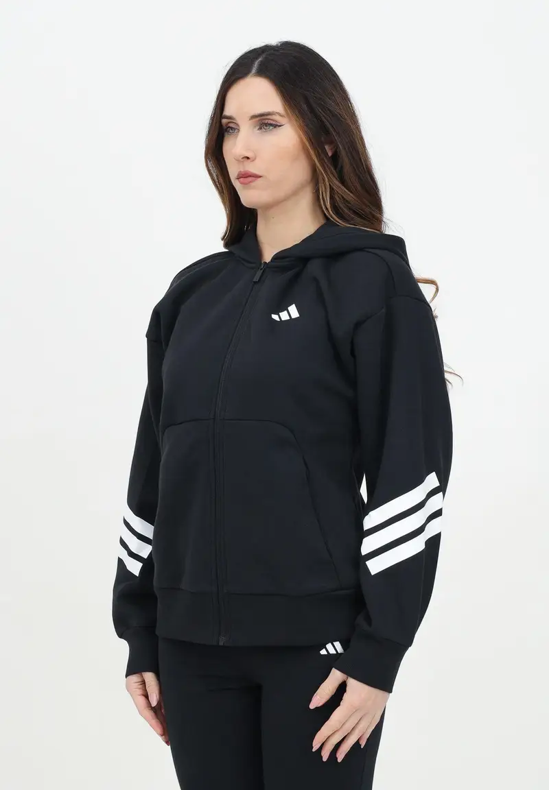 adidas performance Felpa con zip Future Icons 3-Stripes nera da donna