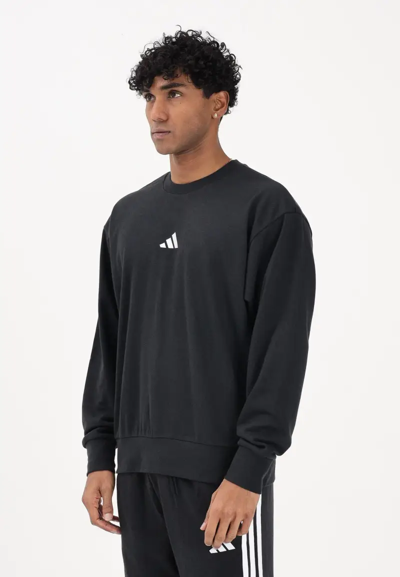adidas performance Felpa girocollo Essentials Feel Cozy nera da uomo