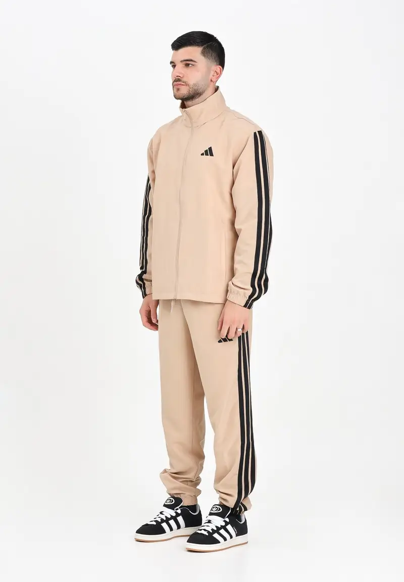 adidas performance Tuta Sportswear Basic 3-Stripes Woven beige da uomo