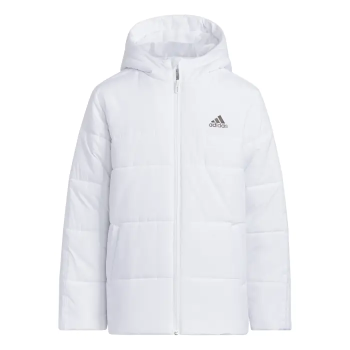 Piumino con zip da bambina con cappuccio Adidas Colorblocked Blanc