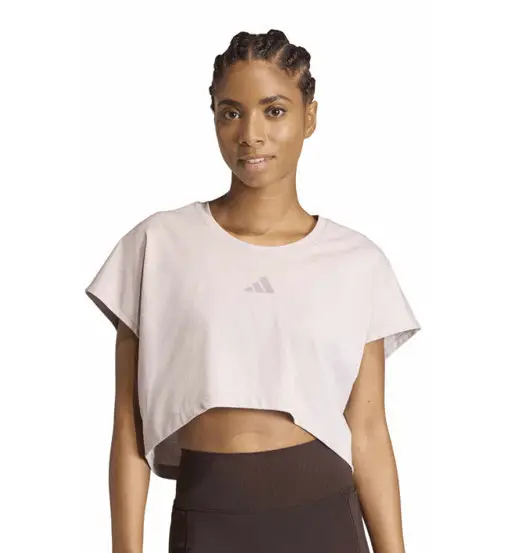 adidas Power Workout Cropped Boxy 3-Stripes W - top - donna Light Pink
