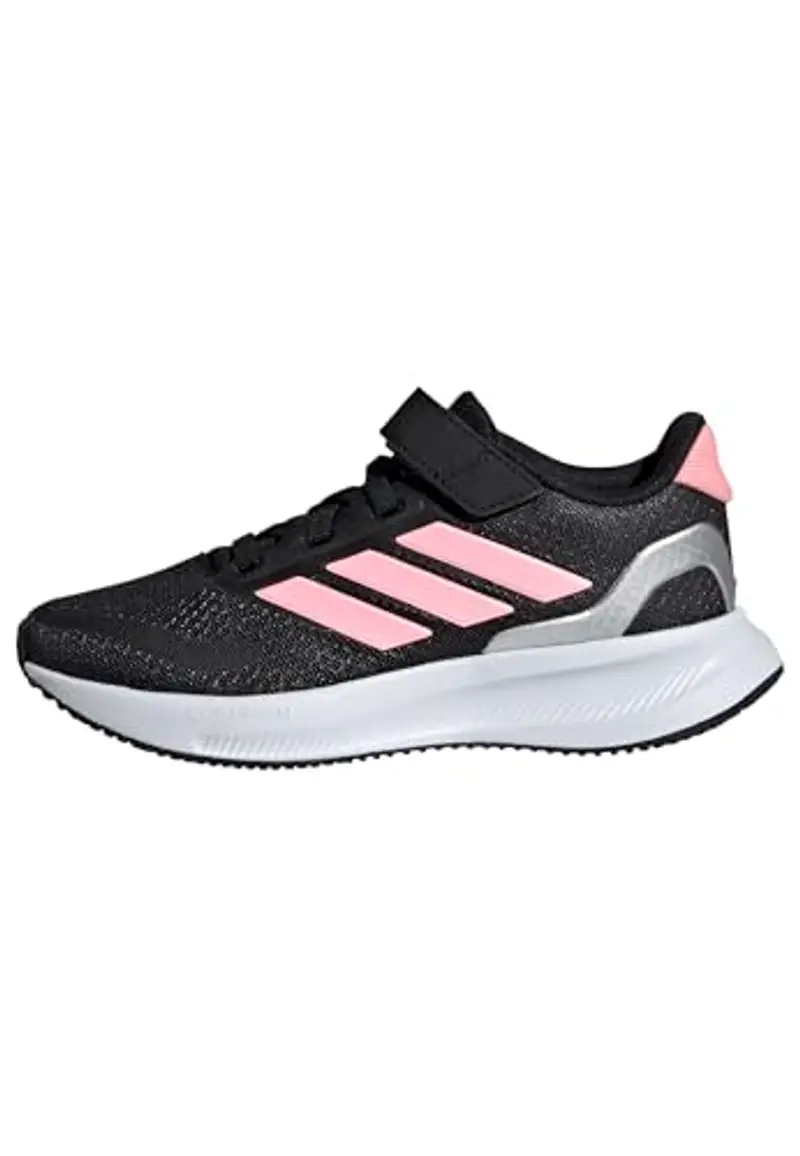 adidas RUNFALCON 5 Shoes Kids, Scarpe da Corsa, Core Black/Pink/Silver Metallic, 30.5 EU