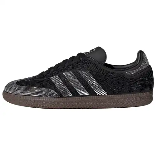 Adidas Samba OG Nero Argento Strass Sneakers Donna Core-Black Dark-Gum IH9052
