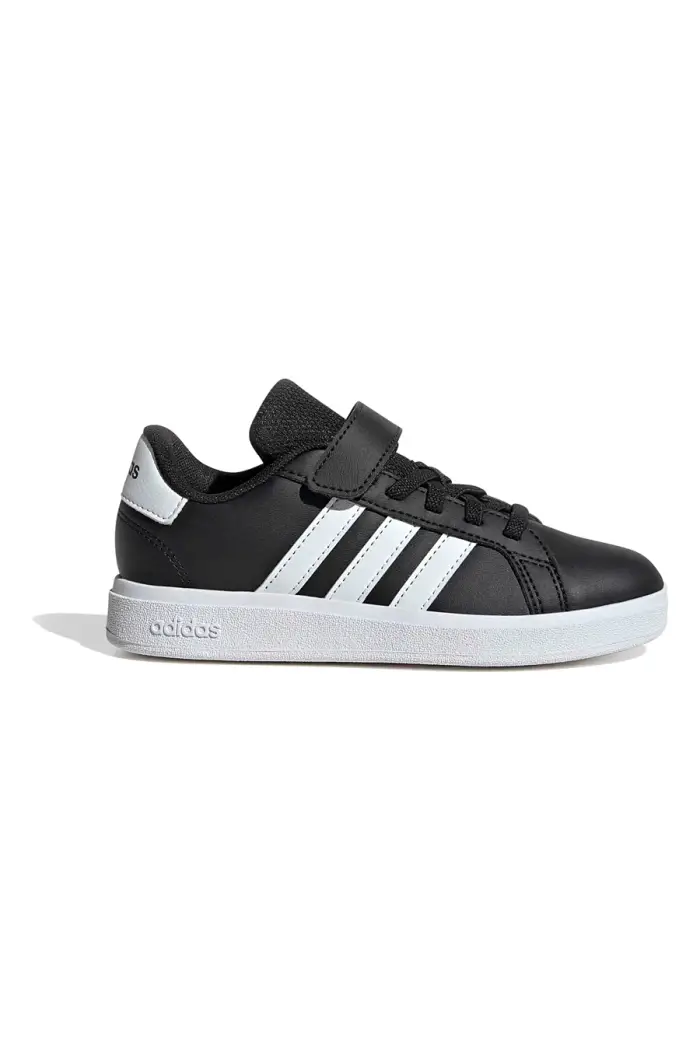 Scarpe nere con strisce bianche e chiusura a strappo Adidas Grand Court 2 EL C [NERO