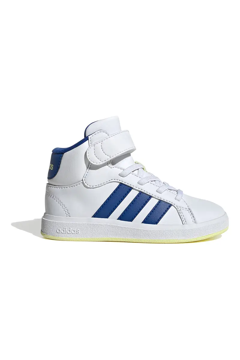 ADIDAS Sneakers Mid-Cut bianche e Blu con dettagli colorati GRAND COURT MID K [BIANCO]