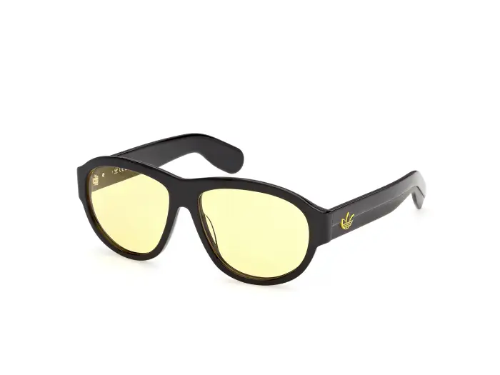 Adidas Sport Unisex OR0150 01E Occhiali da sole Acetato Nero Giallo Pilot Normale
