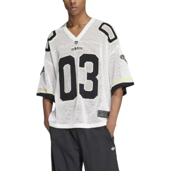 T-shirt a maniche corte larghe con logo Adidas Originals digitale con scollo a V Uomo Top Bianco JX1699 XL