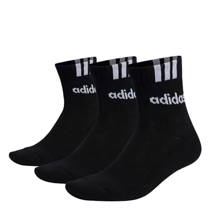 adidas Unisex - Adulto 3-Stripes Linear Half-Crew Cushioned Socks 3 Pairs, black/white