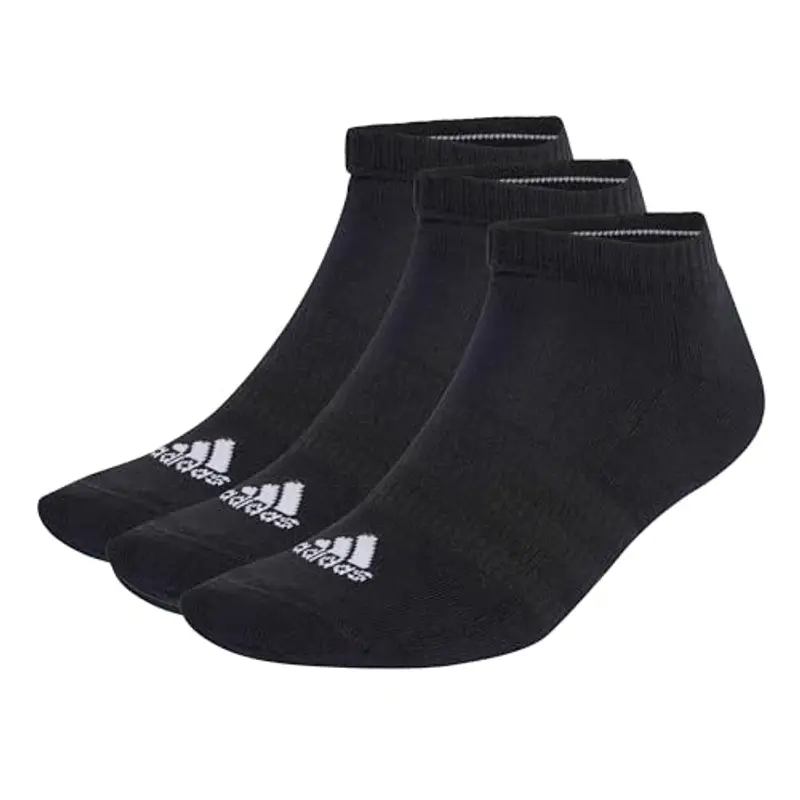 adidas Unisex - Adulto Cushioned Low-Cut Socks 3 Pairs, Black / White, 4.5