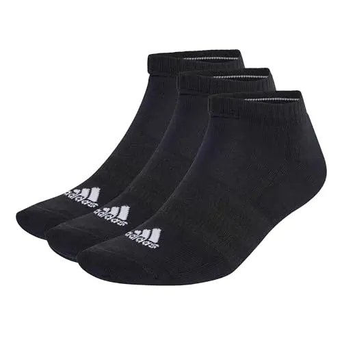 adidas Unisex - Adulto Cushioned Low-Cut Socks 3 Pairs, Black / White, 8.5