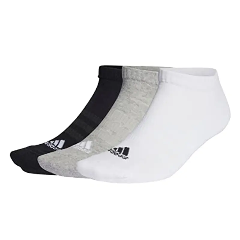 adidas Unisex - Adulto Cushioned Low-Cut Socks 3 Pairs, Medium Grey Heather / White / Black, 8.5