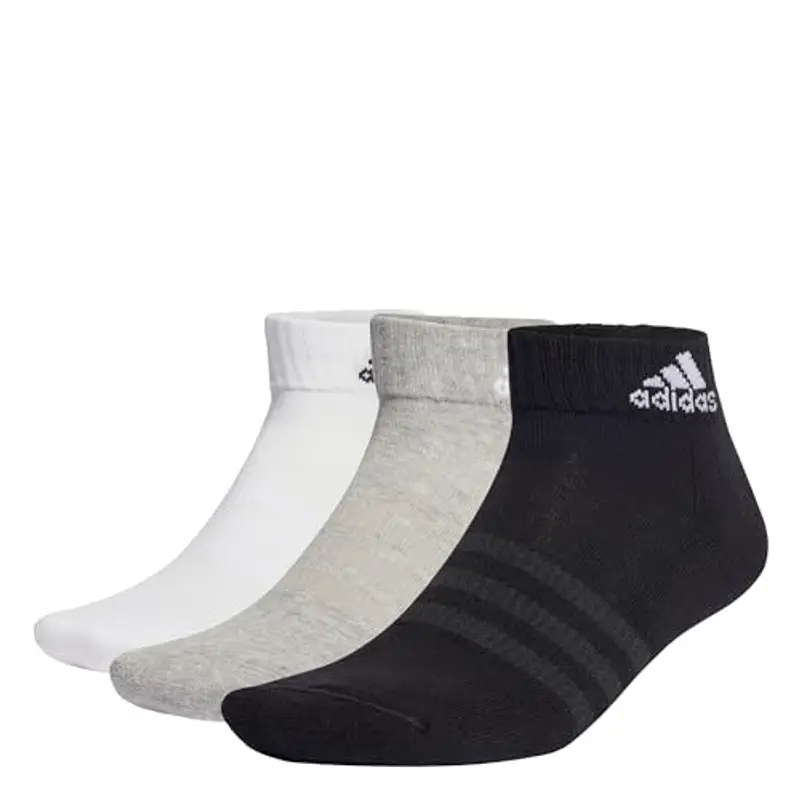 adidas Unisex - Adulto Cushioned Sportswear Ankle Socks 6 Pairs, Medium Grey Heather/White/Black