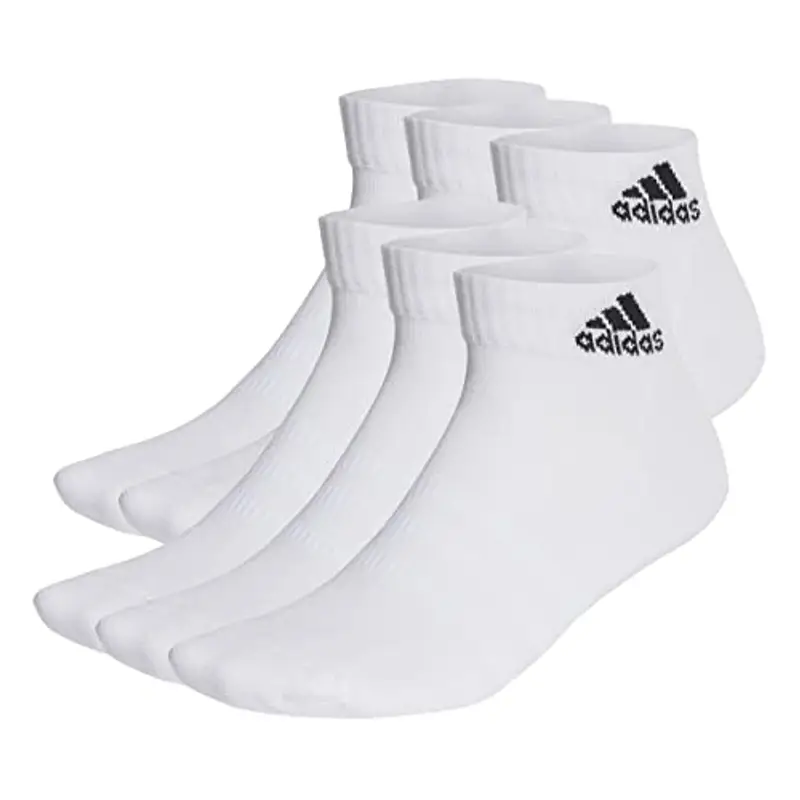 adidas Unisex - Adulto Cushioned Sportswear Ankle Socks 6 Pairs, White / Black