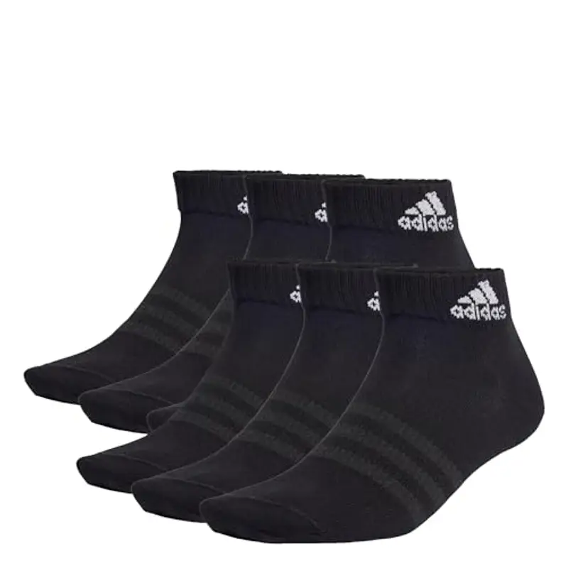 adidas Unisex - Adulto Thin and Light Sportswear Ankle Socks 6 Pairs, Black/White, 6.5-8
