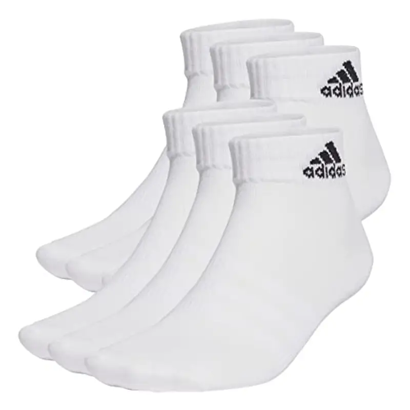 adidas Unisex - Adulto Thin and Light Sportswear Ankle Socks 6 Pairs, White/Black, 8.5