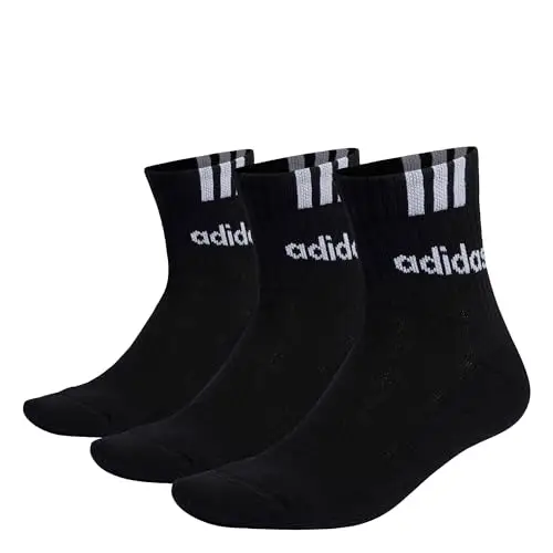adidas Unisex - Bambini 3-Stripes Linear Half-Crew Cushioned Socks 3 Pairs, black/white, 7