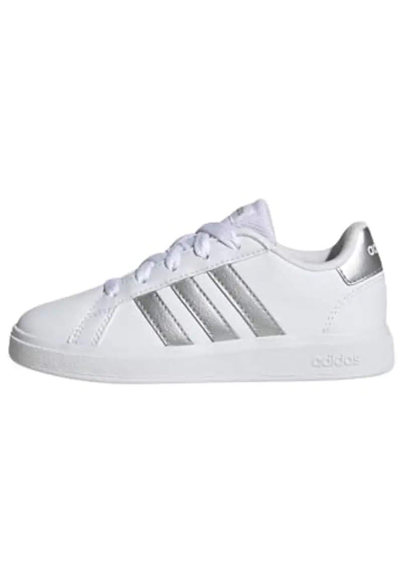 adidas Unisex - Bambini e ragazzi Grand Court Lifestyle Tennis Lace-Up Shoes, White Matte Silver Matte Silver, 39 1/3 EU