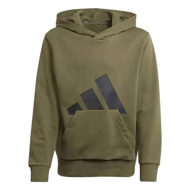 adidas Unisex - Bambini ESSENTIALS BIG LOGO HOODIE, Verde (Olive Strata/Black), 9