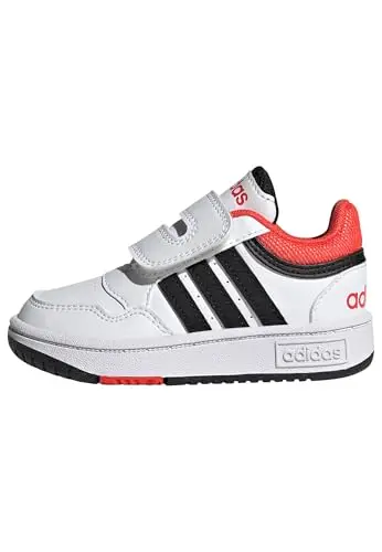 adidas Unisex - Bimbi 0-24 Hoops Shoes, Cloud White / Core Black / Bright Red, 26 1/2 EU