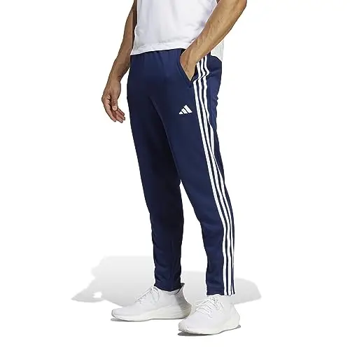 adidas Uomo Train Essentials 3-Stripes Training Pants, Dark Blue/White
