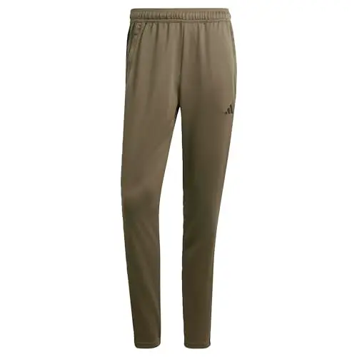 adidas Uomo Train Essentials 3-Stripes Training Pants, Olive Strata/Black