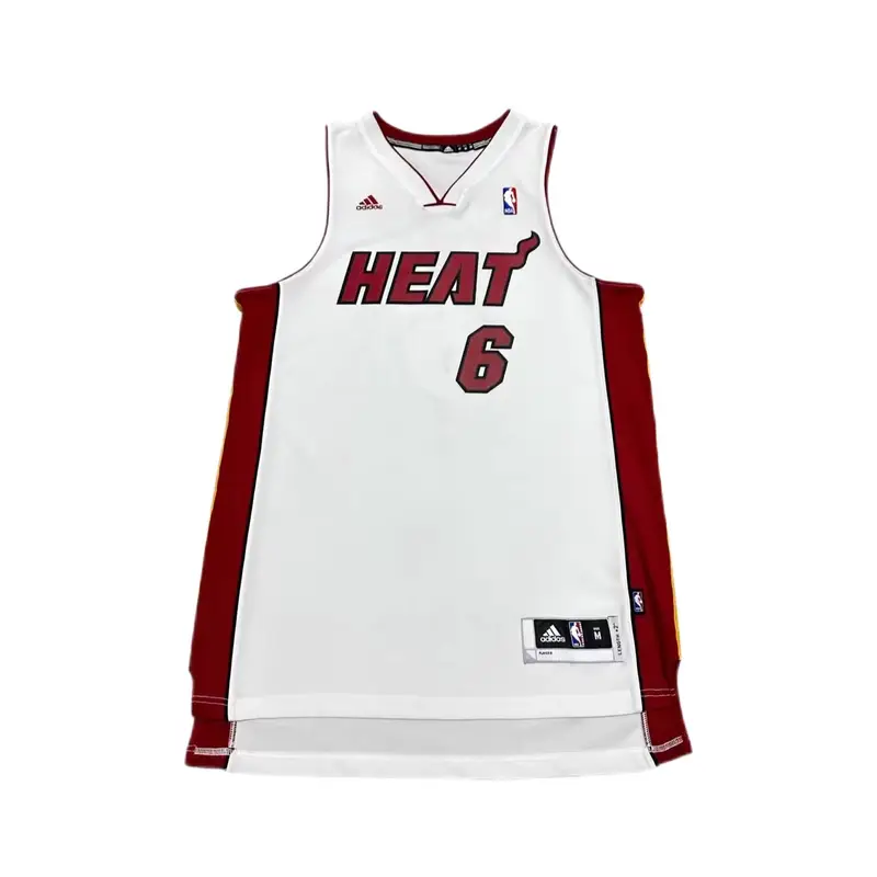 Adidas X Collaborazione NBA LeBron James Heat Numero 6 Maglia da basket casalinga senza maniche con scollo a V Unisex Maglia Bianca