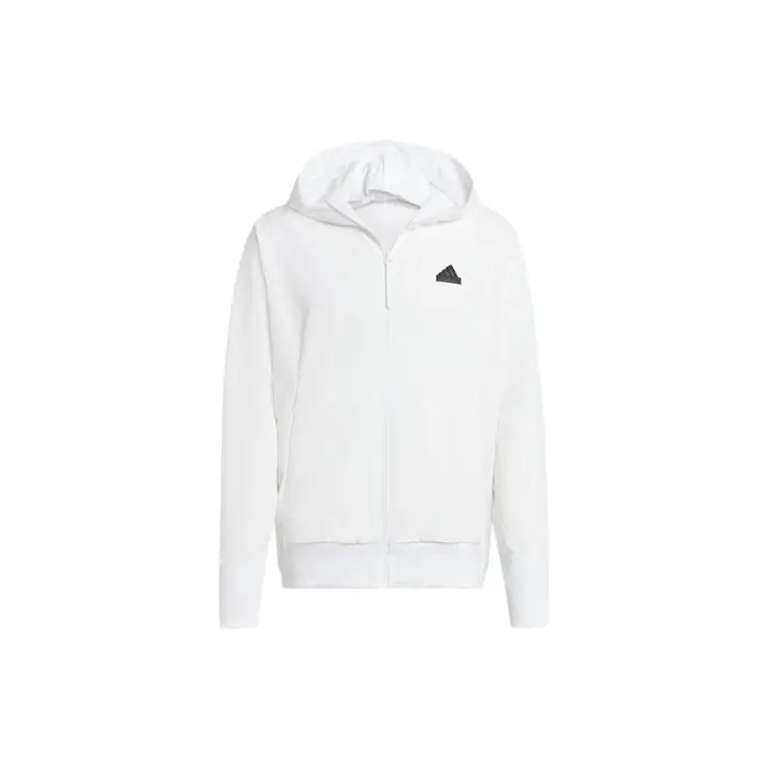 Z N E Giacca da Uomo Tessuta con Cappuccio e Zip Intera Bianco IN1843 S