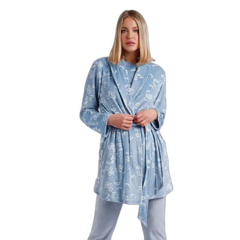 Admas Accappatoio donna a maniche lunghe Garden White Flowers