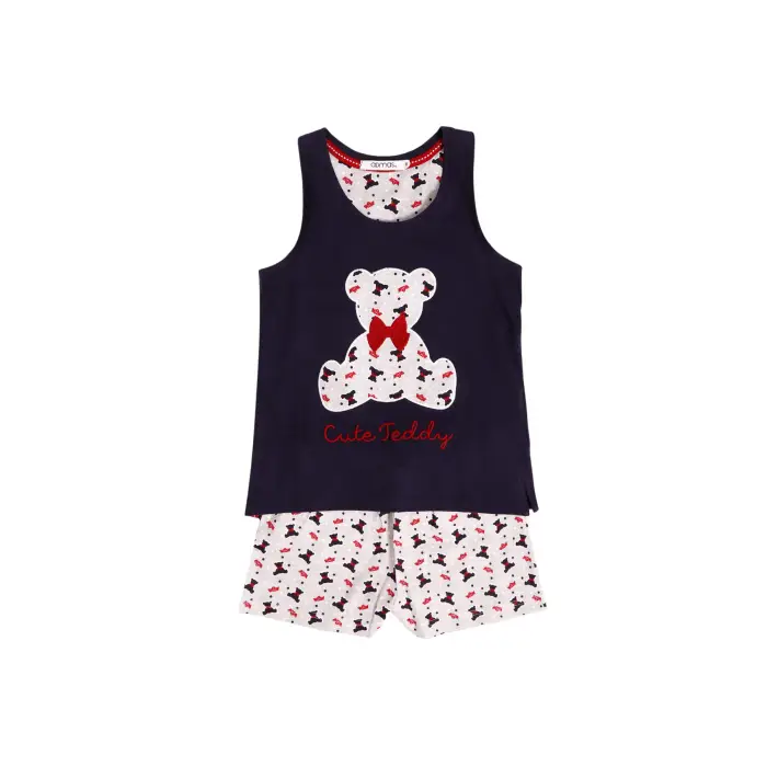 Admas Pigiama senza maniche per ragazza Cute Teddy Bleu