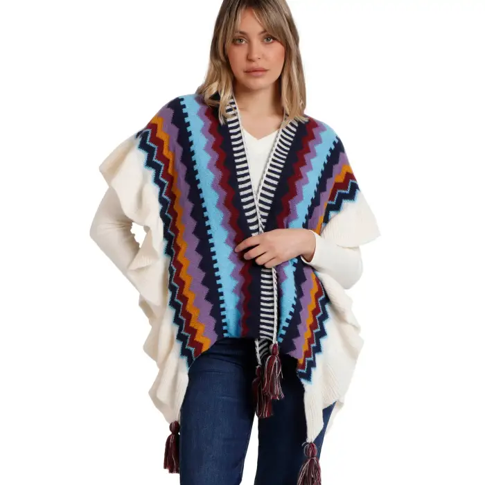 Admas Poncho aperto donna Multicolore