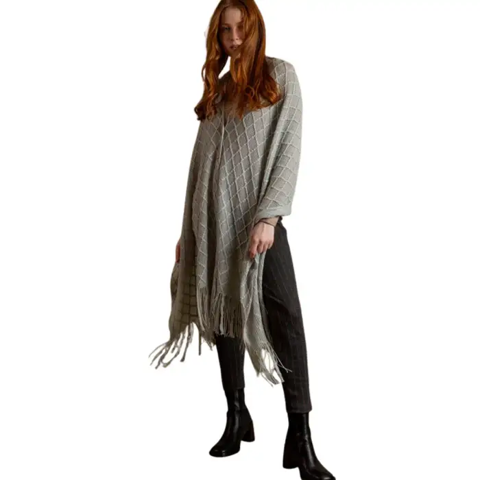 Admas Poncho lungo donna Punto Gris