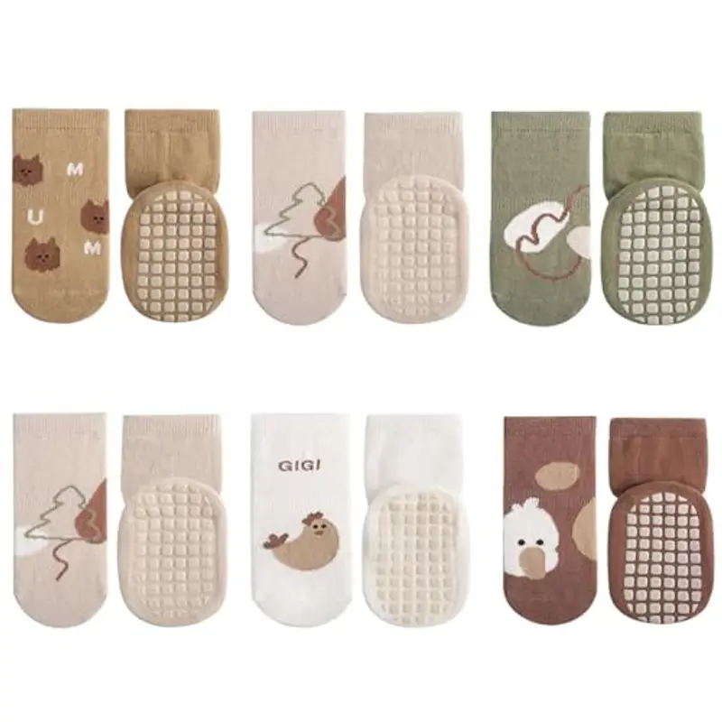 Adorel Calzini Cotone Antiscivolo Bambina Confezione da 6 pulcino dei Cartoni 1