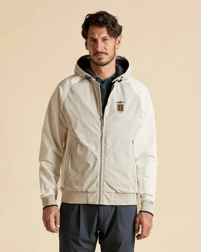 Aeronautica Militare Giubbino panna in nylon stretch con maniche raglan in cotone