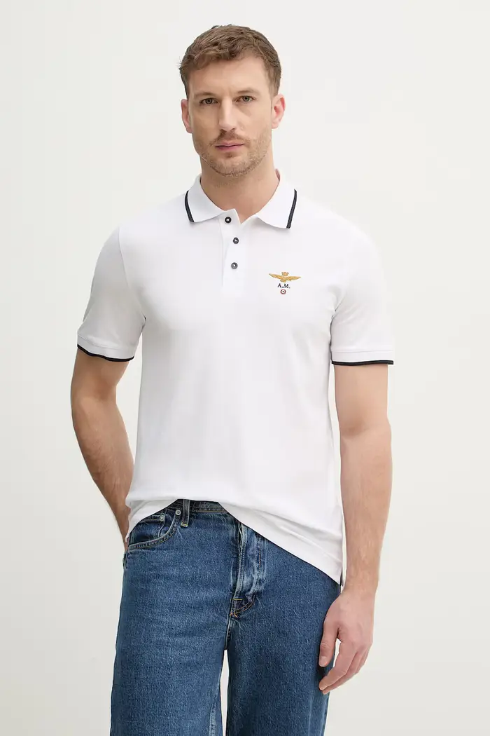 aeronautica militare polo da uomo in cotone Beige