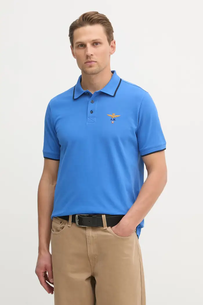 aeronautica militare polo da uomo in cotone Blu