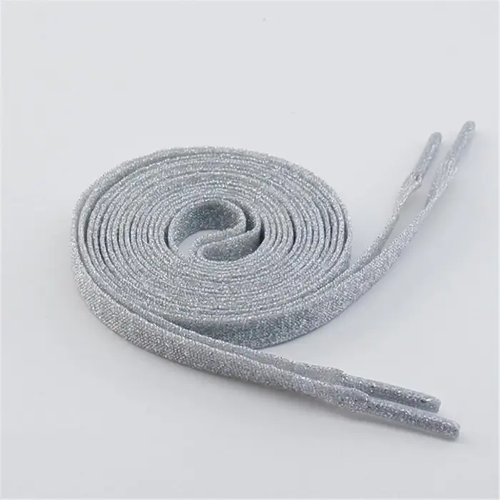 Lacci per Scarpe a Doppio Strato Cielo Stellato Oro e Argento con Punti Argentati - Design Lucido a Maglia Vuota 90CM bianco