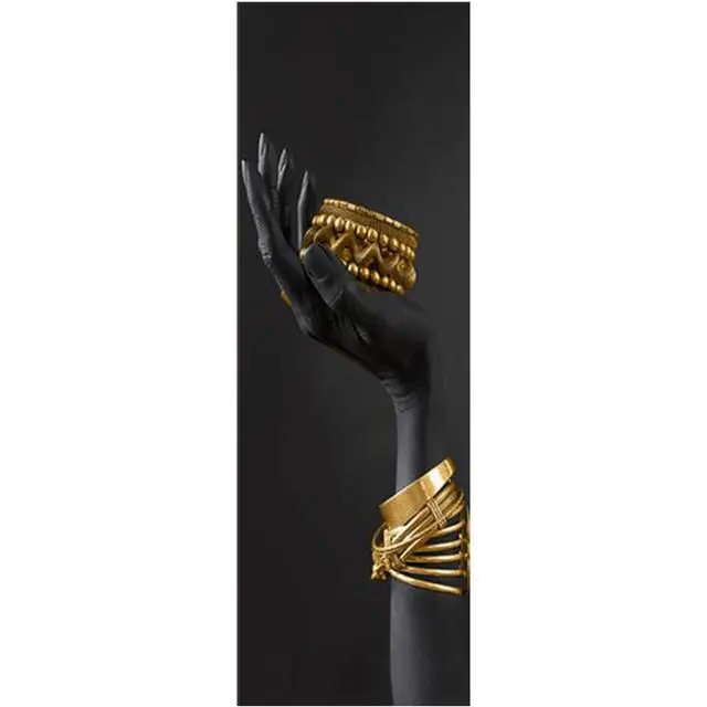 aidegou19 Donna nera africana con gioielli d oro sulle mani Dipinti su tela sul muro Poster e stampe Immagini moderne Decorazioni per la