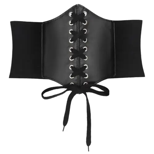 AIDUCHO Corsetto Donna Stringivita, Bustino in Vita per Abiti, Decorazione del Costume di Halloween, Nero