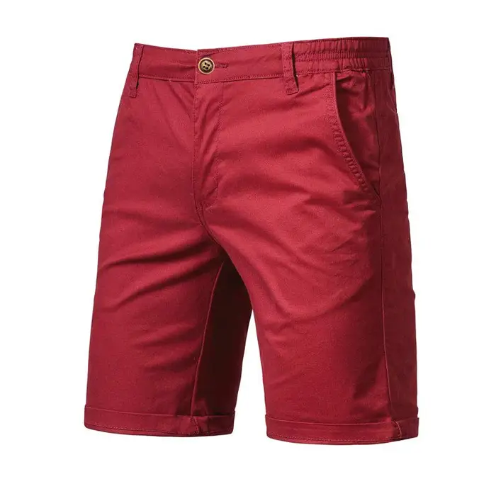 Usegiraffe Pantaloncini da uomo estivi Pantaloni casual Pantaloni da uomo Comodi pantaloni da uomo in cotone di alta qualità Semplice Business Fashion Slim 32 colore rosso vino