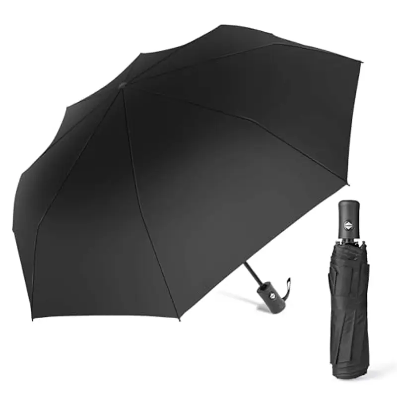 AiQInu Ombrello Pieghevole, Ombrello Antivento, Ombrello Pieghevole Automatico Antivento, Ombrello Portatile per Uomini e Donn - Nero