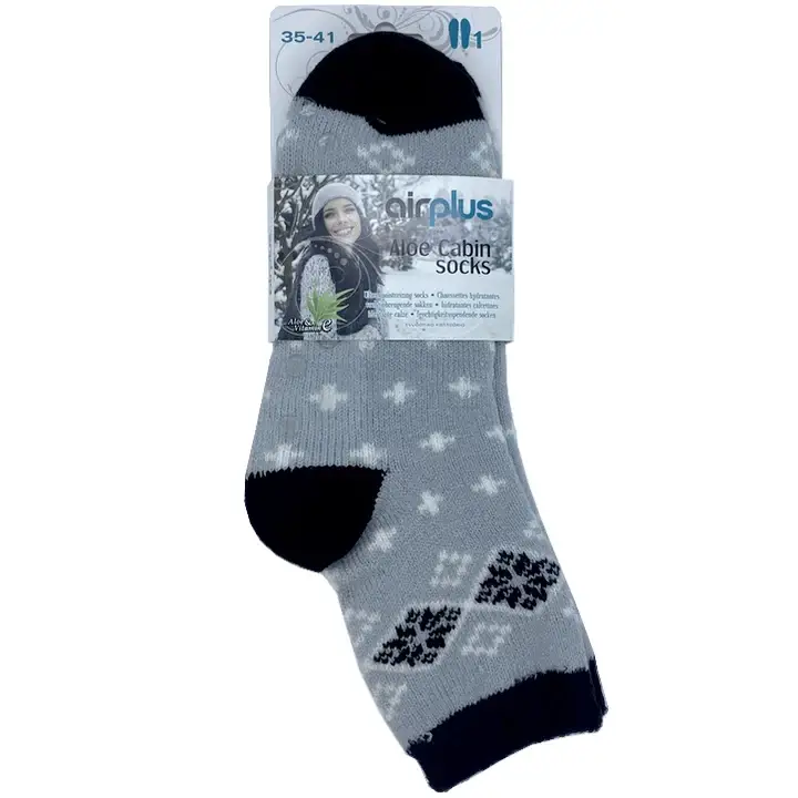 Airplus Aloe Cabin Socks - Calze Idratanti - Grigio Motivo Bianco/Nero