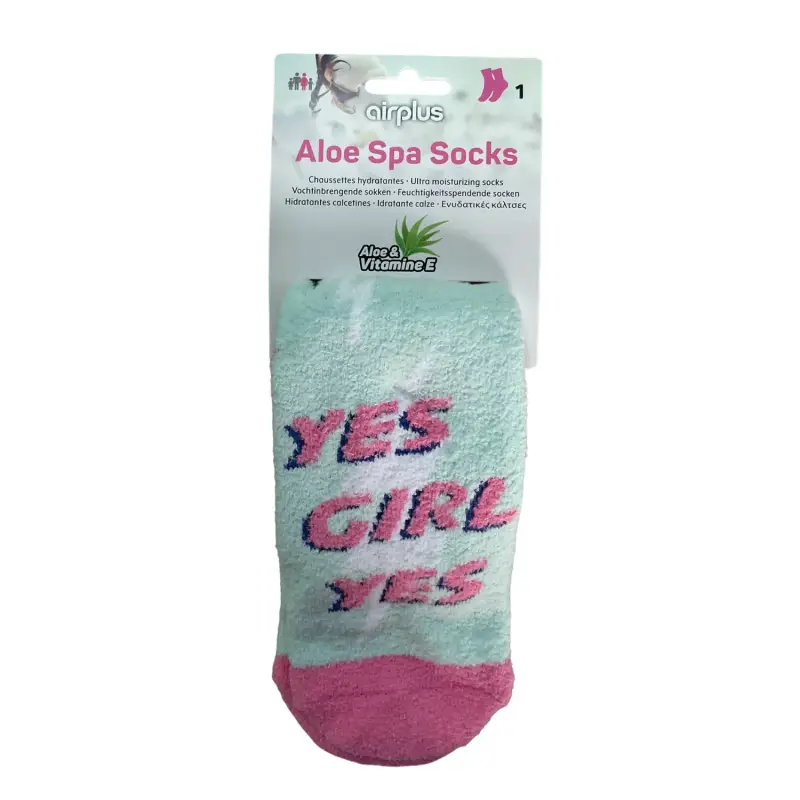 Airplus Aloe Spa Socks - Calzini Idratanti - Colore Giada/Rosa - "Yes Girl Yes"