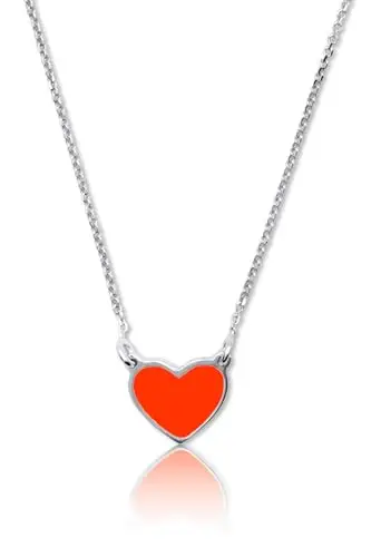 Aka Gioielli Aka Gioielli® - Collana con Ciondolo Cuore Arancione in Argento 925 Rodiato, Smaltato Dipinto a Mano, Regalo Donna e