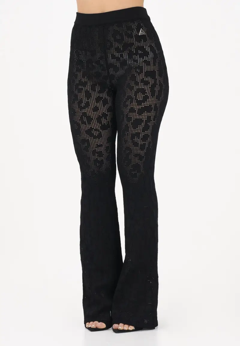 AKEP Pantalone nero da donna in maglia traforata