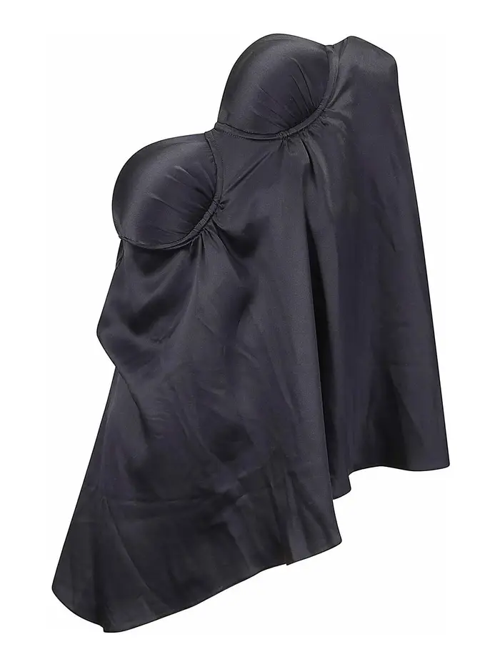 Top bustier asimmetrico cadente Nero